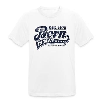 Born in May 1975 - Geburtstag - Geschenk - Männer T-Shirt atmungsaktiv - Weiß - Vorne - AI Model Male 185 dark (185cm)