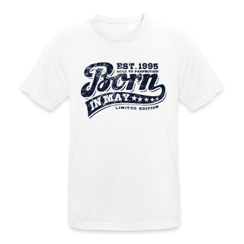 Born in May 1995 - Geburtstag - Geschenk - Männer T-Shirt atmungsaktiv - Weiß - Vorne - AI Model Male 185 dark (185cm)