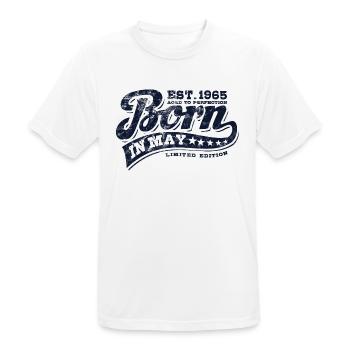 Born in May 1965 - Geburtstag - Geschenk - Männer T-Shirt atmungsaktiv - Weiß - Vorne - AI Model Male 185 dark (185cm)