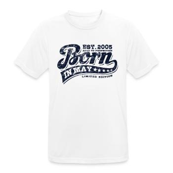 Born in May 2005 - Geburtstag - Geschenk - Männer T-Shirt atmungsaktiv - Weiß - Vorne - AI Model Male 185 dark (185cm)
