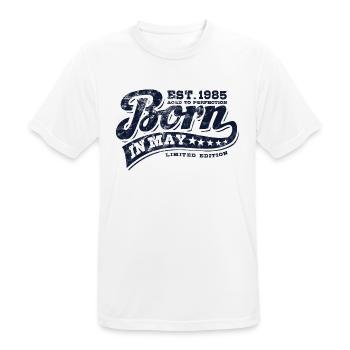 Born in May 1985 - Geburtstag - Geschenk - Männer T-Shirt atmungsaktiv - Weiß - Vorne - AI Model Male 185 dark (185cm)