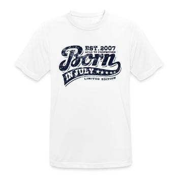 Born in July 2007 - Birthday - Gift - Men's Breathable T-Shirt - white - Front - AI Model Male 185 dark (185cm)