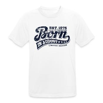 Born in August 1975 - Geburtstag - Geschenk - Männer T-Shirt atmungsaktiv - Weiß - Vorne - AI Model Male 185 dark (185cm)