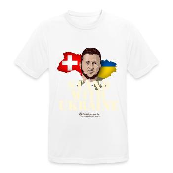 Swiss solidarity with Ukraine - Men's Breathable T-Shirt - white - Front - AI Model Male 185 dark (185cm)