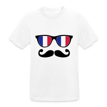 french mustache glasses nerd - like a sir - Men's Breathable T-Shirt - white - Front - AI Model Male 185 dark (185cm)