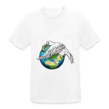 Die Friedenstaube weint und hält die Erde fest - Männer T-Shirt atmungsaktiv - Weiß - Vorne - AI Model Male 185 dark (185cm)