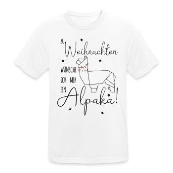 Zu Weihnachten wünsche ich mir ein Alpaka - Männer T-Shirt atmungsaktiv - Weiß - Vorne - AI Model Male 185 dark (185cm)