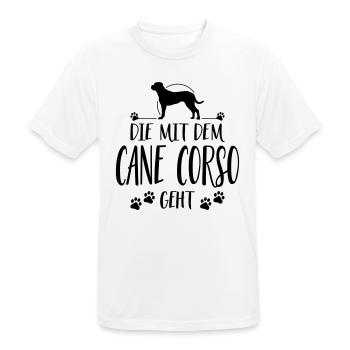 DIE MIT CANE CORSO GEHT Hunde Spruch Wilsigns - Männer T-Shirt atmungsaktiv - Weiß - Vorne - AI Model Male 185 dark (185cm)