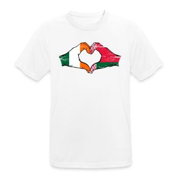 Irlande Biélorussie drapeau mains coeur forme utilisé - T-shirt respirant Homme - blanc - Devant - AI Model Male 185 dark (185cm)