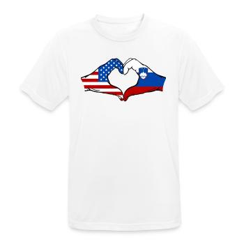USA Slowenien Flagge Haende Herzform - Männer T-Shirt atmungsaktiv - Weiß - Vorne - AI Model Male 185 dark (185cm)