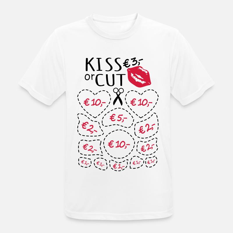 Junggesellenabschied Küssen oder Ausschneiden - Männer T-Shirt atmungsaktiv - Weiß