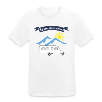caravan is calling - Männer T-Shirt atmungsaktiv - Weiß - Vorne - AI Model Male 185 dark (185cm)