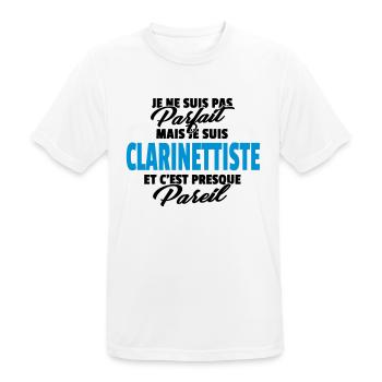 Pas parfait mais clarinettiste - T-shirt respirant Homme - blanc - Devant - AI Model Male 185 dark (185cm)