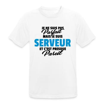 Pas parfait mais serveur - T-shirt respirant Homme - blanc - Devant - AI Model Male 185 dark (185cm)