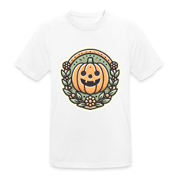Vintage Halloween citrouille couronne badge - T-shirt respirant Homme - blanc - Devant - AI Model Male 185 dark (185cm)