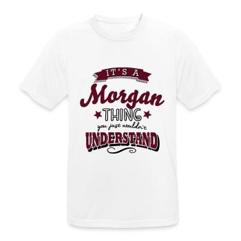 its a morgan name surname thing - Men's Breathable T-Shirt - white - Front - AI Model Male 185 dark (185cm)
