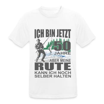 50. Geburtstag Angler Lustiger Spruch Rute halten - Männer T-Shirt atmungsaktiv - Weiß - Vorne - AI Model Male 185 dark (185cm)