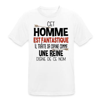 Homme Fantastique Reine Couple Cadeau Amour Humour - T-shirt respirant Homme - blanc - Devant - AI Model Male 185 dark (185cm)