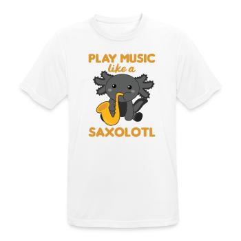 Saxolotl plays saxophone music a sweet axolotl - Men's Breathable T-Shirt - white - Front - AI Model Male 185 dark (185cm)