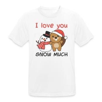 Biber Je t’aime neige beaucoup schneemann wortspiel - T-shirt respirant Homme - blanc - Devant - AI Model Male 185 dark (185cm)