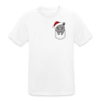 Fröhliche Weinachten süßes Nashorn in Brusttasche - Männer T-Shirt atmungsaktiv - Weiß - Vorne - AI Model Male 185 dark (185cm)