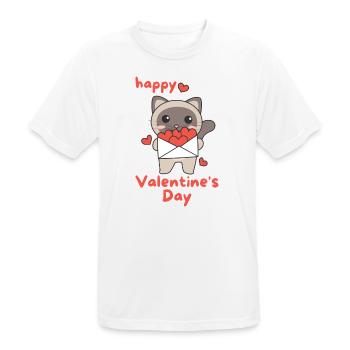 Siamkatze zum Valentinstag süße Tiere mit Herzen - Männer T-Shirt atmungsaktiv - Weiß - Vorne - AI Model Male 185 dark (185cm)