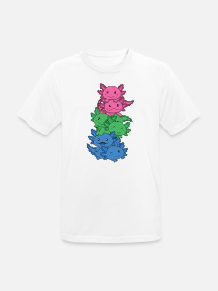 Polysexuell Flag Gay Pride LGBTQ Axolotl - Männer T-Shirt atmungsaktiv - Weiß