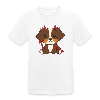 Australian Shepherd Happy Halloween Devil Costume - Men's Breathable T-Shirt - white - Front - AI Model Male 185 dark (185cm)
