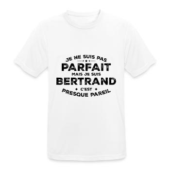 Bertrand Un Prénom, Une Attitude L’Humour Bertrand - T-shirt respirant Homme - blanc - Devant - AI Model Male 185 dark (185cm)