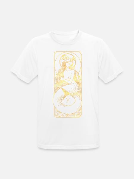 Sternzeichen - Steinbock - Linie - gold - Männer T-Shirt atmungsaktiv - Weiß