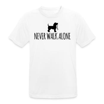 Dog funny dog school leash walk alone - Men's Breathable T-Shirt - white - Front - AI Model Male 185 dark (185cm)