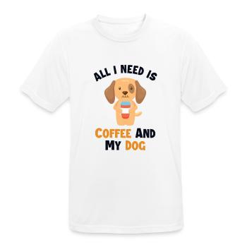 Coffee and my Dog Wiener Dog Dogfather Dog Mom - Men's Breathable T-Shirt - white - Front - AI Model Male 185 dark (185cm)