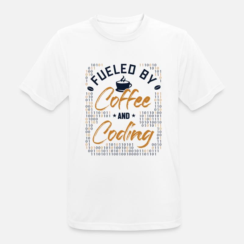 Fueled by Coffee and Coding Developer Coder - Männer T-Shirt atmungsaktiv - Weiß