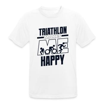 Triathlon Makes Me Happy Training Triathlonrad - Männer T-Shirt atmungsaktiv - Weiß - Vorne - AI Model Male 185 dark (185cm)