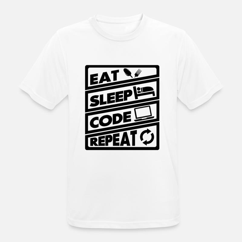 Eat Sleep Code Recurrence | encoder - Men's Breathable T-Shirt - white