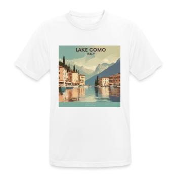 Vintage Poster Italy Lake Como - Men's Breathable T-Shirt - white - Front - AI Model Male 185 dark (185cm)