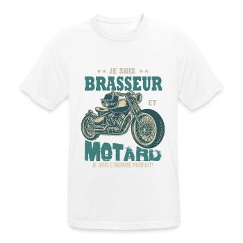 motard parfait brasseur parfait bière - T-shirt respirant Homme - blanc - Devant - AI Model Male 185 dark (185cm)