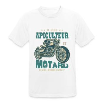 motard parfait apiculteur parfait abeille - T-shirt respirant Homme - blanc - Devant - AI Model Male 185 dark (185cm)