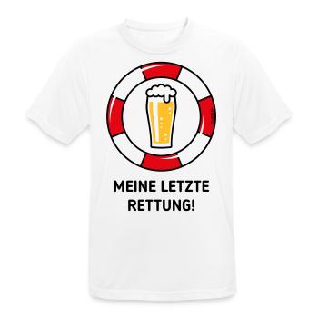Meine Letzte Rettung! (Bier / Willibecher / POS) - Männer T-Shirt atmungsaktiv - Weiß - Vorne - AI Model Male 185 dark (185cm)