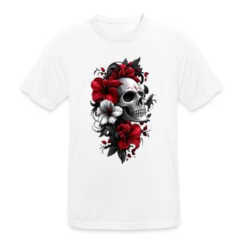 Crâne avec des fleurs - T-shirt respirant Homme - blanc - Devant - AI Model Male 185 dark (185cm)