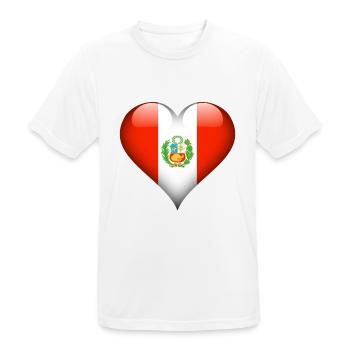 peruanische Herz-Peru-Flagge - Männer T-Shirt atmungsaktiv - Weiß - Vorne - AI Model Male 185 dark (185cm)