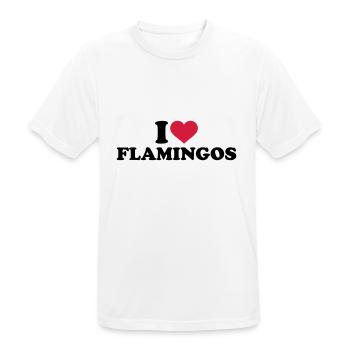 I love Flamingos - Men's Breathable T-Shirt - white - Front - AI Model Male 185 dark (185cm)
