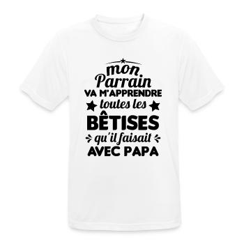 Mon Parrain Va M'apprendre Les Bêtises Humour - T-shirt respirant Homme - blanc - Devant - AI Model Male 185 dark (185cm)