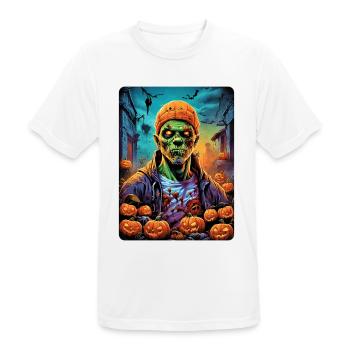 Halloween Zombie Blankovorlage 1.7 - Männer T-Shirt atmungsaktiv - Weiß - Vorne - AI Model Male 185 dark (185cm)