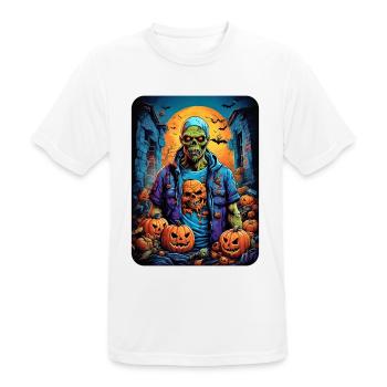 Halloween Zombie Blankovorlage 1.2 - Männer T-Shirt atmungsaktiv - Weiß - Vorne - AI Model Male 185 dark (185cm)