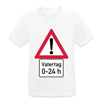 Achtung Gefahr: Vatertag - von 0 bis 24 Uhr - Männer T-Shirt atmungsaktiv - Weiß - Vorne - AI Model Male 185 dark (185cm)