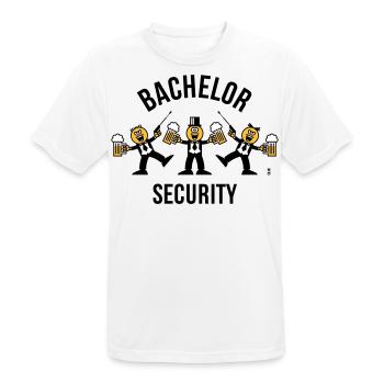 Bachelor Security (JGA / Karikatur / Tanz / 3C B) - Männer T-Shirt atmungsaktiv - Weiß - Vorne - AI Model Male 185 dark (185cm)