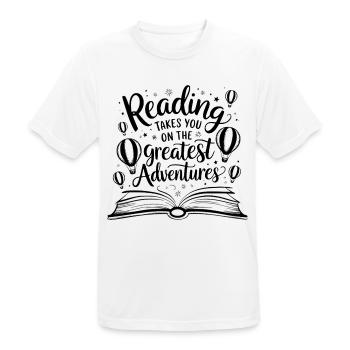 Reading Takes You On The Greatest Adventures - Männer T-Shirt atmungsaktiv - Weiß - Vorne - AI Model Male 185 dark (185cm)