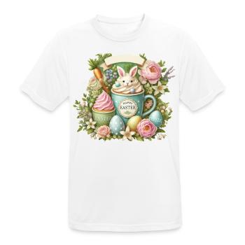 Tasse à café lapin de Pâques Joyeuses Pâques - T-shirt respirant Homme - blanc - Devant - AI Model Male 185 dark (185cm)