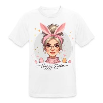 Ostern Fröhliches Design Mit Häschenohren - Männer T-Shirt atmungsaktiv - Weiß - Vorne - AI Model Male 185 dark (185cm)
